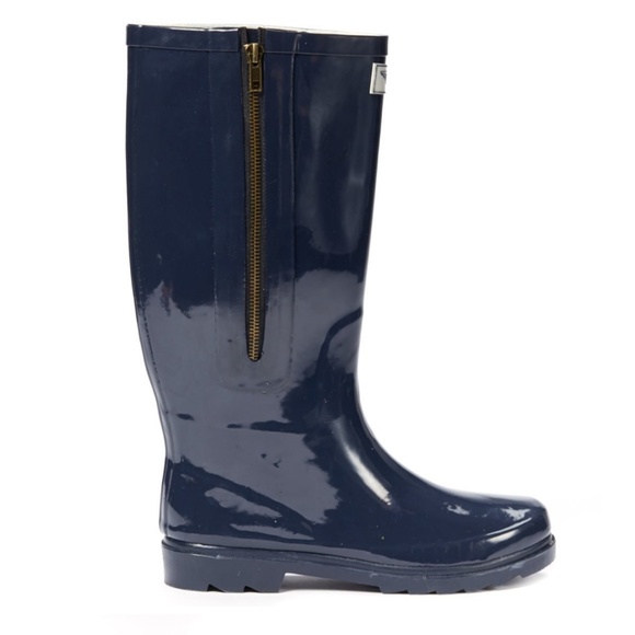 Women Tall Side Zipper Rain Boots, #6035, Navy - Picture 2 of 3